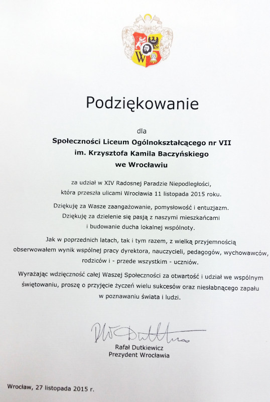 podziekowanie RPM